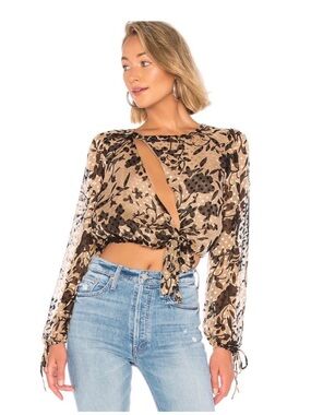 House of Harlow 1960 × REVOLVE Ali Top in Black Beige Vintage Floral XS